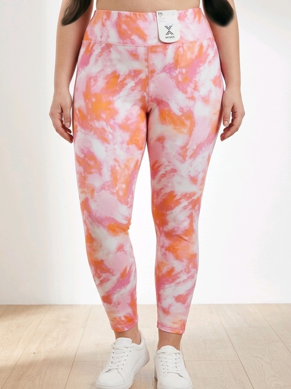 NWT GIRL'S Xersion Pink & Orange Tie-Dye High-Rise Leggings 3XL 22.5 PLUS